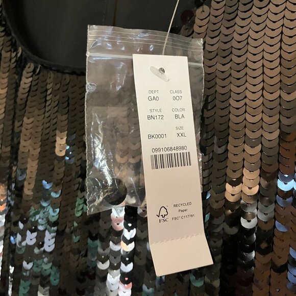 J.Crew Collection Womens Sequin Sleeveless Glam Top Shirt Size XXL Black FA NWT - Picture 5 of 12